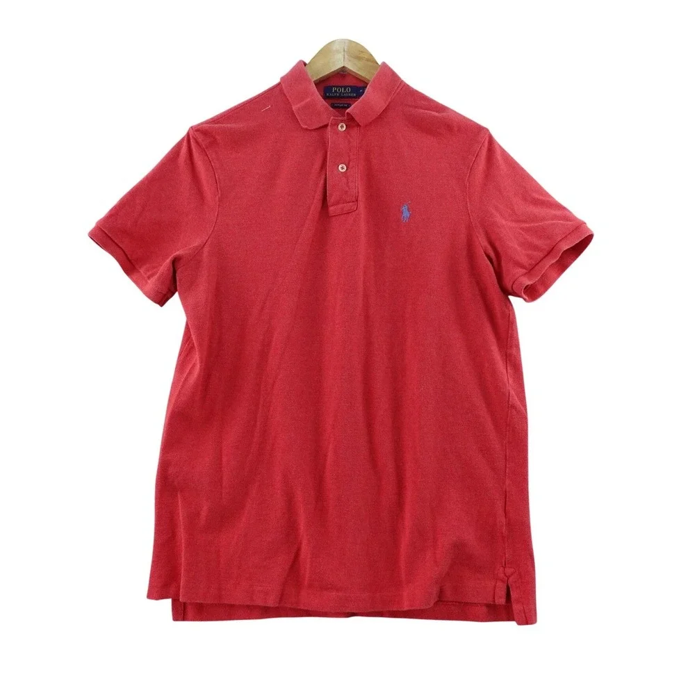 Polo Ralph Lauren Classic Fit Red Short Sleeve‎ Polo Shirt Mens M Rugby Stretch